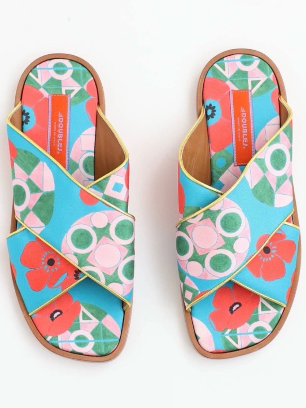 La Double J Floral Satin Slide Sandals